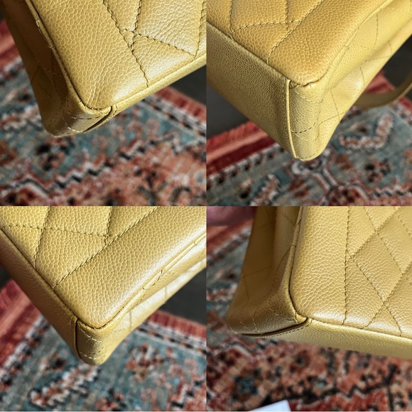 RARE Chanel Vintage Caviar Yellow Flap Bag - Picture 8 of 12